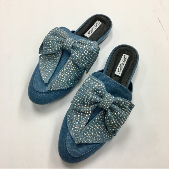 Denim rhinestone bow mule - Picture 6 of 8